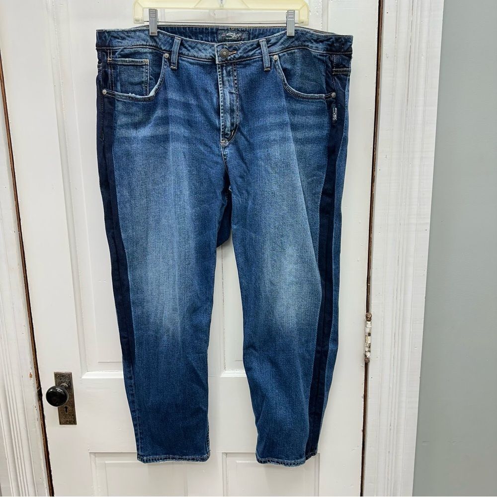 Silver vintage slim denim jeans thick stitch women's 20 x 27 lay flat waist 22